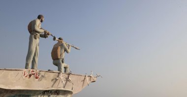 A sculpture overlooking the Strait of Hormuz is seen along the seafront in the port city of Bandar Abbas, in southern Iran, Aug. 10, 2026. (AFP Photo)