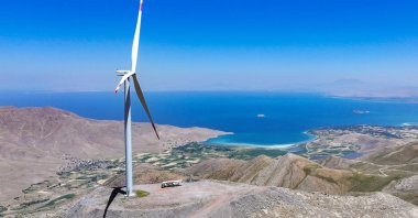 A wind turbine is seen in Van province, eastern Türkiye, July 15, 2026. (AA Photo)