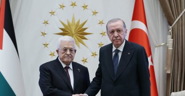 President Recep Tayyip Erdoğan and Palestinian President Mahmoud Abbas meet in Ankara, Aug. 12, 2026. (AA Photo)