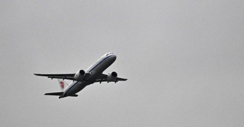 A Chinese-made Commercial Aircraft Corporation of China (COMAC) C919 passenger jet, flight CA723 operated by Air China, takes off from Beijing Capital International Airport bound for Ulaanbaatar, Mongolia, Beijing, China, Aug. 12, 2026. (AFP Photo)