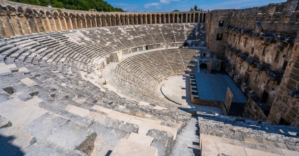 A general view of the historic Aspendos Ancient Theatre, Antalya, southern Türkiye, July 19, 2026. (Shutterstock Photo)