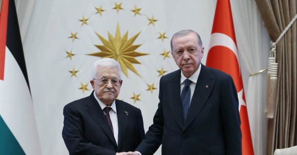 President Recep Tayyip Erdoğan and Palestinian President Mahmoud Abbas meet in Ankara, Aug. 12, 2026. (AA Photo)