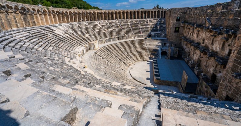 A general view of the historic Aspendos Ancient Theatre, Antalya, southern Türkiye, July 19, 2026. (Shutterstock Photo)