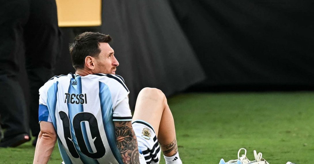 Argentina's Lionel Messi reacts after the 2026 World Cup football tournament final match against Spain and Argentina at the New York/New Jersey Stadium, East Rutherford, U.S., July 19, 2026. (AFP Photo)