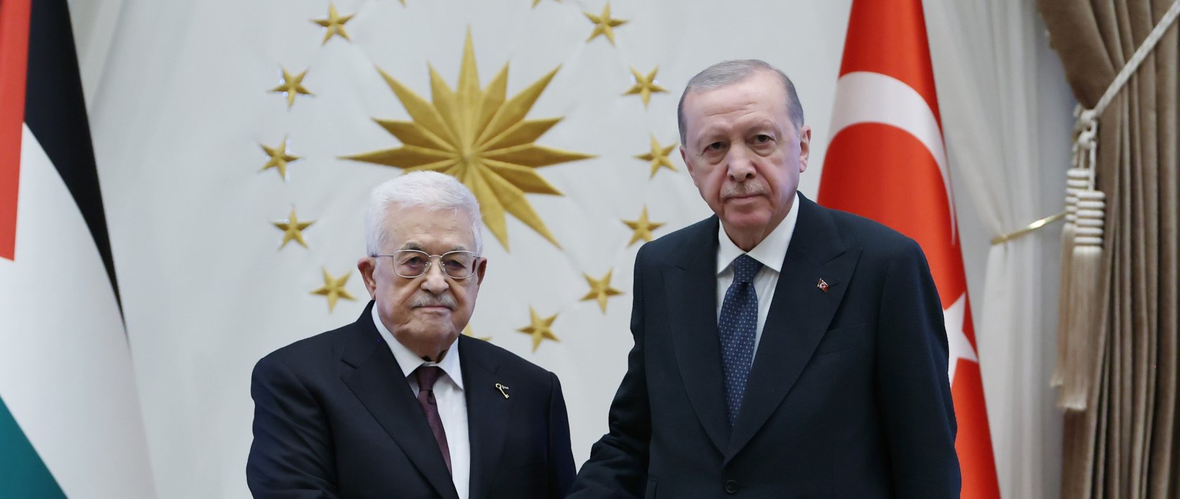 President Recep Tayyip Erdoğan and Palestinian President Mahmoud Abbas meet in Ankara, Aug. 12, 2026. (AA Photo)