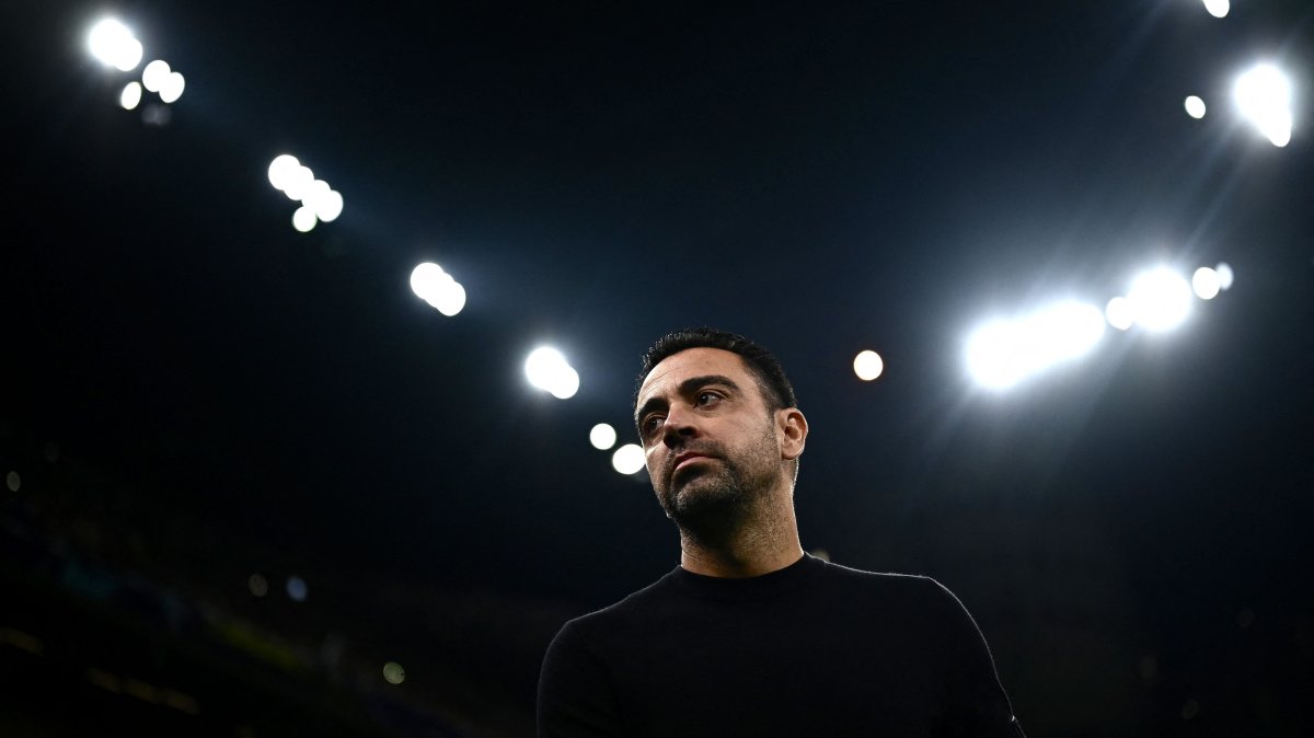Xavi Hernandez looks on before the UEFA Champions League Group C football match between Inter Milan and FC Barcelona at the San Siro stadium, Milan, Italy, Oct. 4, 2022. (AFP Photo)