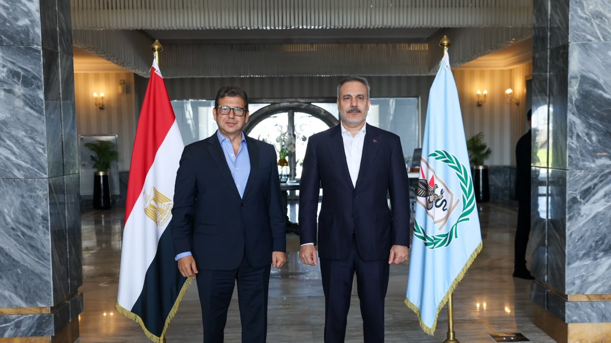 Foreign Minister Hakan Fidan meets with Egyptian General Intelligence Service chief Maj. Gen. Hassan Rashad, El-Alamein, Egypt, Aug. 13, 2026. (Foreign Ministry Handout)