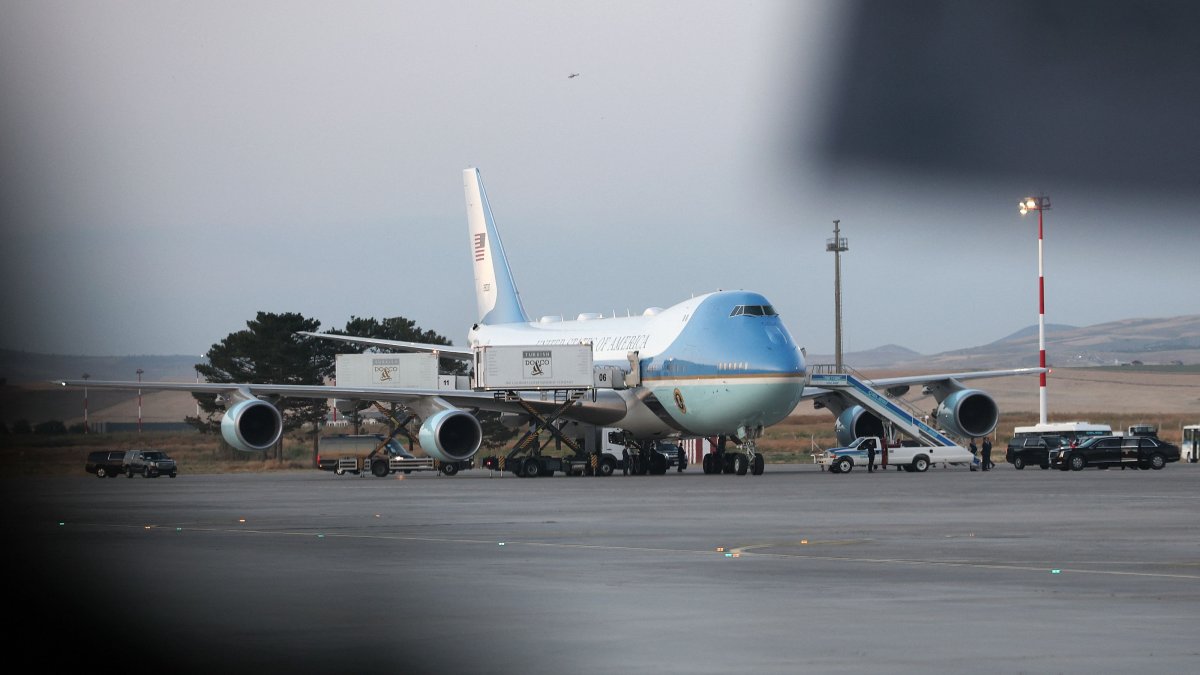 Air Force One sits on the tarmac with in Ankara, Türkiye, July 8, 2026. (AFP Photo)