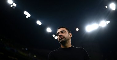 Xavi Hernandez looks on before the UEFA Champions League Group C football match between Inter Milan and FC Barcelona at the San Siro stadium, Milan, Italy, Oct. 4, 2022. (AFP Photo)