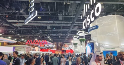 Visitors walking through Cisco and Huawei pavilions at the 43rd GITEX Global 2023, the largest tech and startup event in Dubai, United Arab Emirates (UAE), Oct. 15, 2023. (Shutterstock Photo)