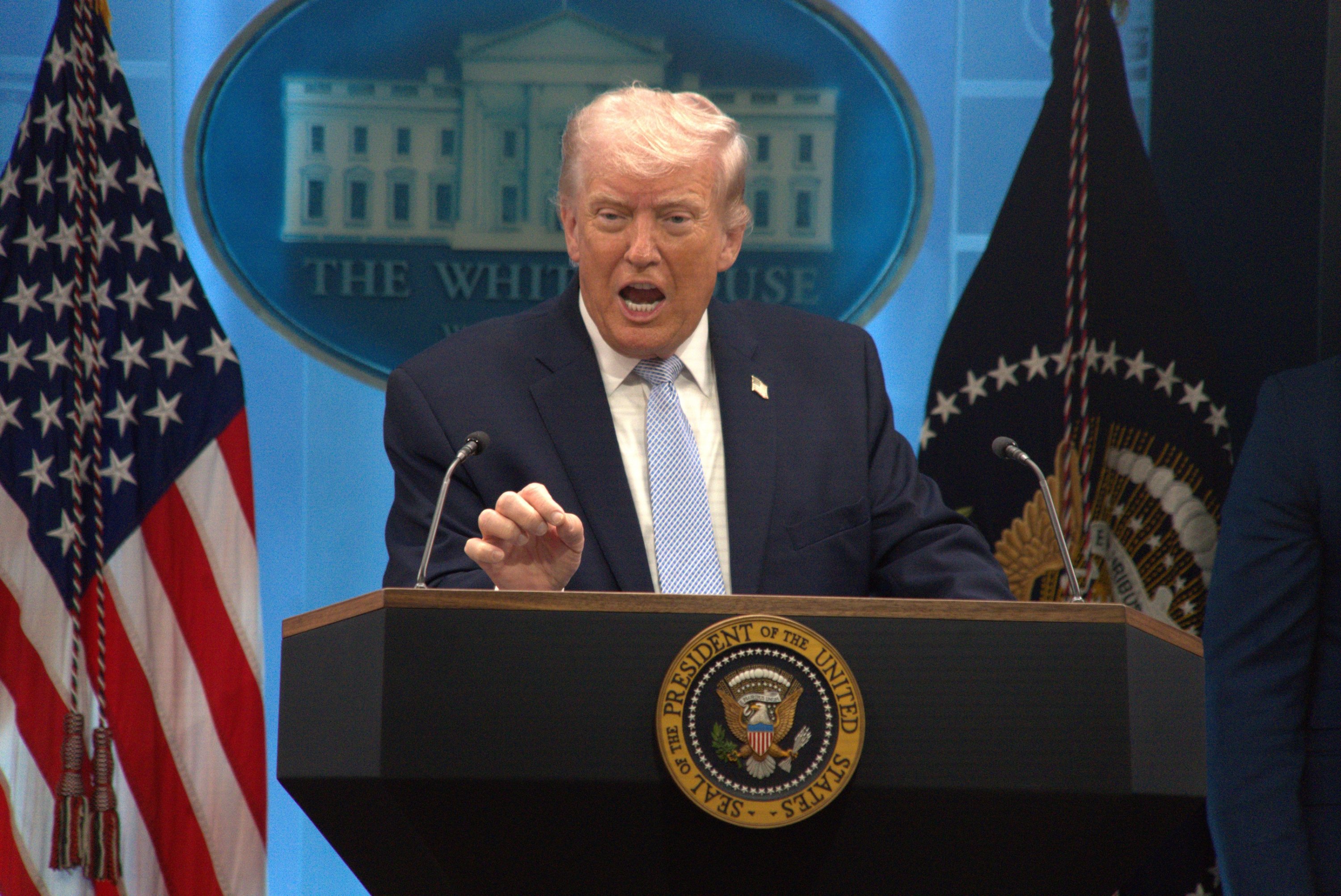 U.S. President Donald Trump speaks during a press conference at the White House, Washington, U.S., April 6, 2026. (Reuters Photo)