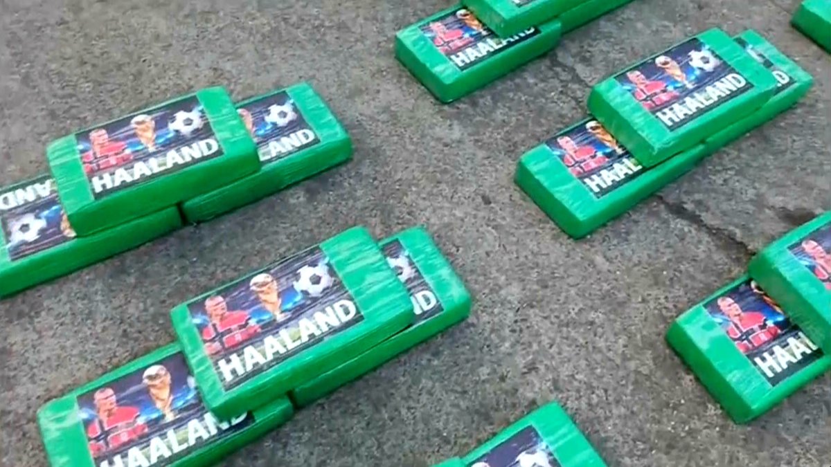 This image from a video released by Ecuador National Police, shows alleged bricks of cocaine which Ecuadorian police removed from a truck, Carchi, Ecuador, Aug. 12, 2026. (AP Photo)