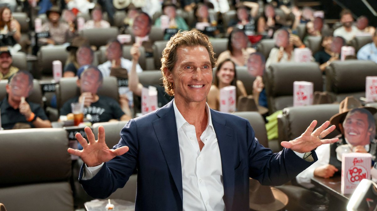 Matthew McConaughey attends the dedication ceremony of Matthew McConaughey Cinema and the special screening of " The Rivals Of Amziah King " at Matthew McConaughey Cinema in Austin, Texas, U.S., Aug. 10, 2026. (AFP Photo)