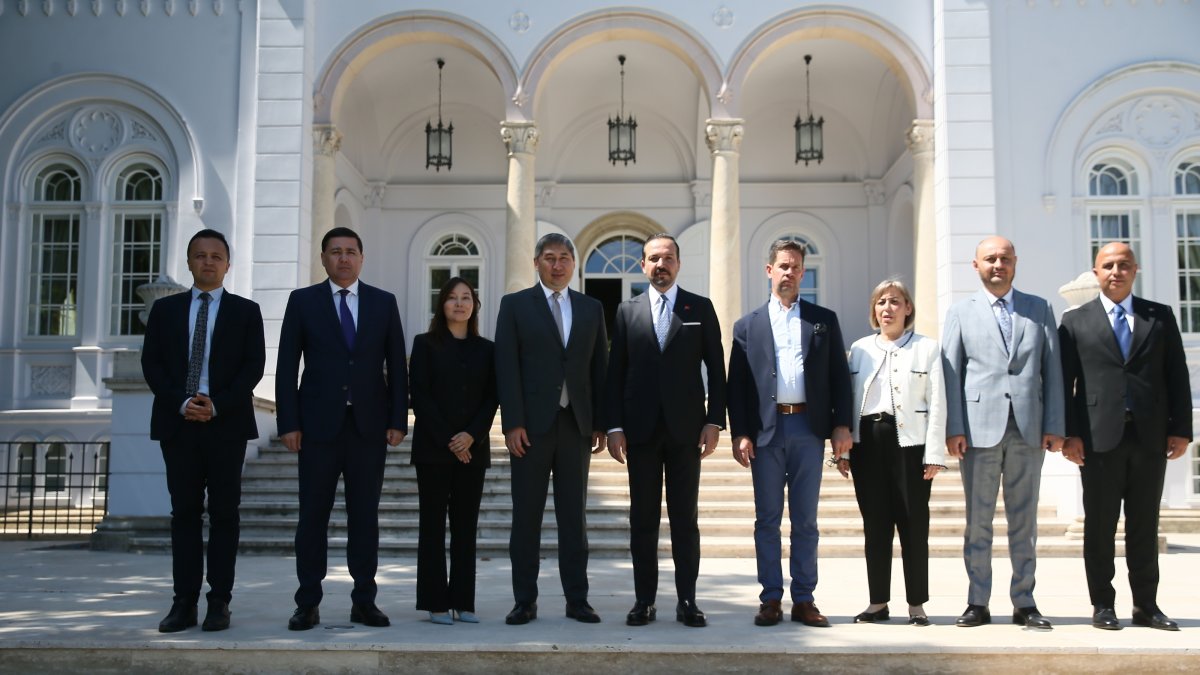 AK Party Deputy Chair and Head of Relations with Turkic States Kürşad Zorlu visits the Organization of Turkic States (OTS) Representation Office in Budapest, Hungary, Aug. 14, 2026. (AA Photo)