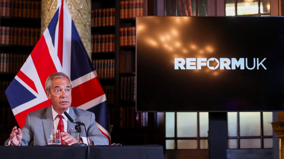 Britain's Reform UK party leader Nigel Farage attends a press conference in London, Britain, Aug. 10, 2026. (Reuters File Photo)