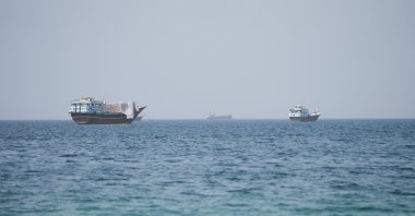 Vessels near the Strait of Hormuz, as seen from Musandam, Oman, Aug. 6, 2026. (Reuters Photo)