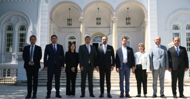 AK Party Deputy Chair and Head of Relations with Turkic States Kürşad Zorlu visits the Organization of Turkic States (OTS) Representation Office in Budapest, Hungary, Aug. 14, 2026. (AA Photo)