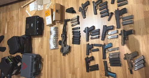 Several items are pictured during a police operation targeting the Alihan Kuriş network in Ankara, Türkiye, Aug. 13, 2026. (AA Photo)