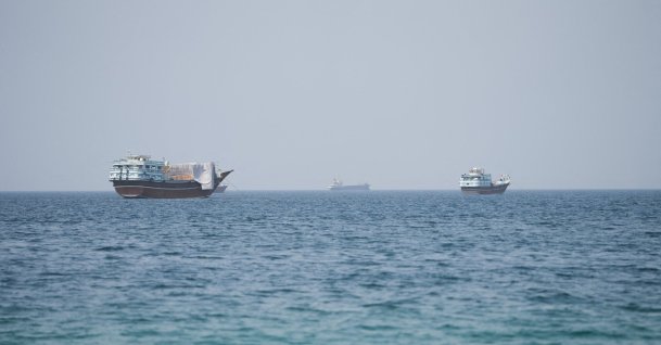 Vessels near the Strait of Hormuz, as seen from Musandam, Oman, Aug. 6, 2026. (Reuters Photo)