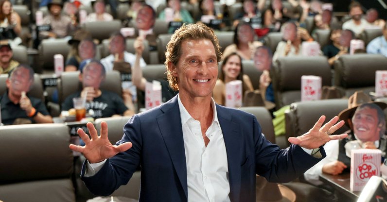 Matthew McConaughey attends the dedication ceremony of Matthew McConaughey Cinema and the special screening of " The Rivals Of Amziah King " at Matthew McConaughey Cinema in Austin, Texas, U.S., Aug. 10, 2026. (AFP Photo)