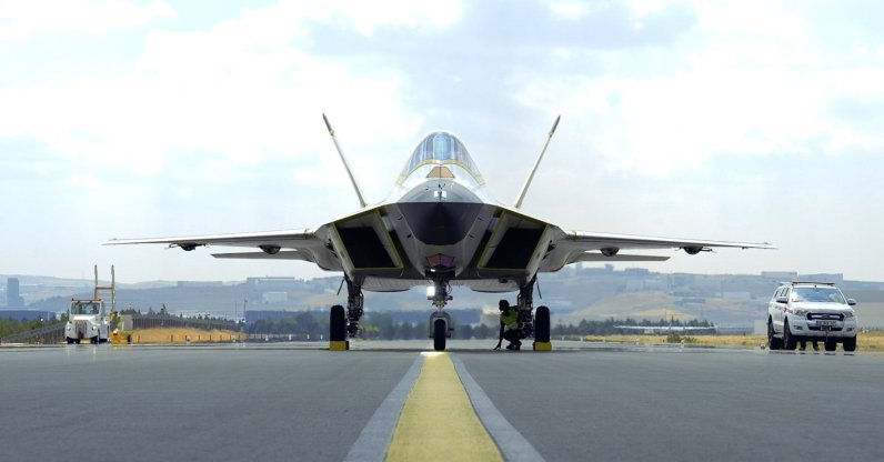 Türkiye's Kaan fighter jet is seen on a runway in Ankara, Türkiye, July 31, 2026. (DHA Photo)