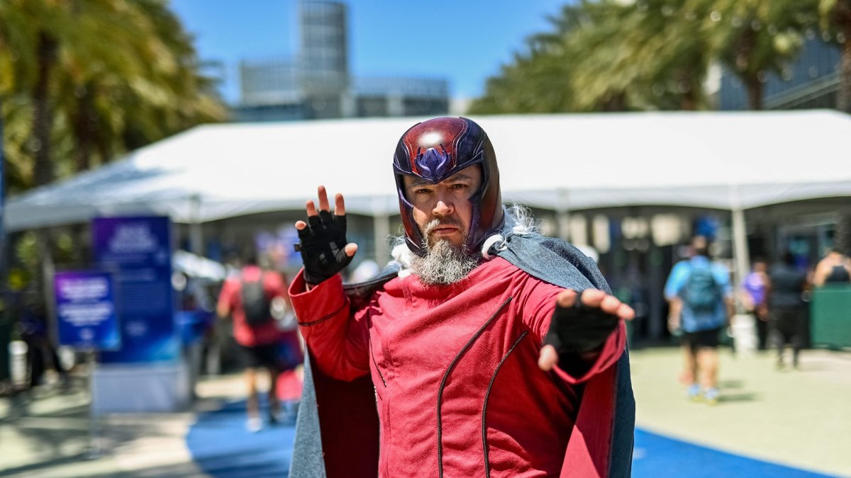 A cosplayer dressed as Magneto attends "D23: The Ultimate Disney Fan Event" outside the Anaheim Convention Center, Anaheim, U.S., Aug. 14, 2026. (AFP Photo)