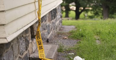 Police Line tape is seen in the Lemon Hill area of Fairmont Park the day after a shooting, Philadelphia, U.S., May 27, 2025. (AP Photo)