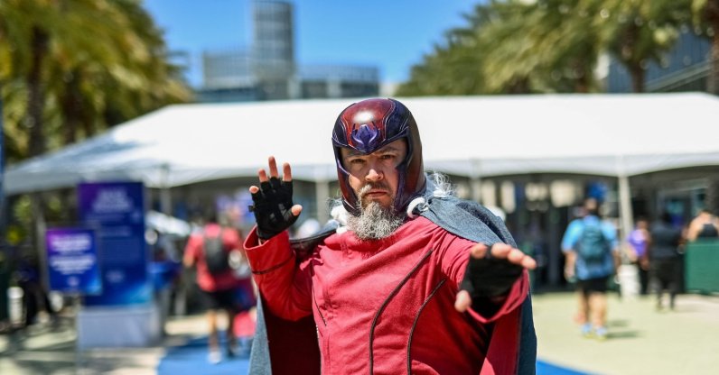 A cosplayer dressed as Magneto attends "D23: The Ultimate Disney Fan Event" outside the Anaheim Convention Center, Anaheim, U.S., Aug. 14, 2026. (AFP Photo)