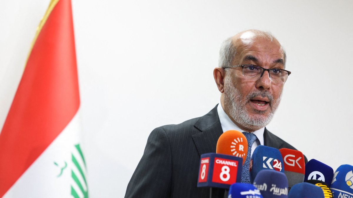 Iraqi Oil Minister, Basim Mohammed Khudair speaks during a press conference, Baghdad, Iraq, Aug. 8, 2026. (Reuters Photo)