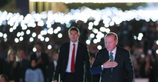 President Recep Tayyip Erdoğan greets the audience at an AK Party event, Ankara, Türkiye, Aug. 14, 2026. (İHA Photo)