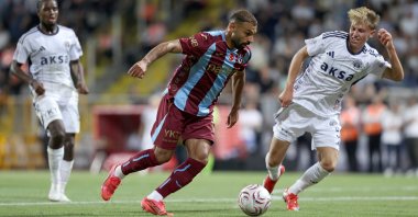 Trabzonspor's Muhammed Salah attempts to go past a Kasımpaşa player during their Turkish Süper Lig match in Istanbul, Türkiye, Aug. 15, 2026. (AA Photo)