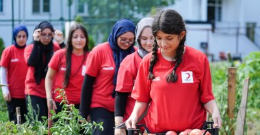 Students participate in an outdoor activity during a Kızılay youth camp focused on climate awareness and sustainable living, Istanbul, Türkiye, Aug. 16, 2026. (AA Photo)