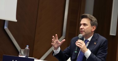Energy and Natural Resources Minister Alparslan Bayraktar speaks during the Bosphorus Diplomacy Forum, Istanbul, Türkiye, Aug. 13, 2026. (AA Photo)