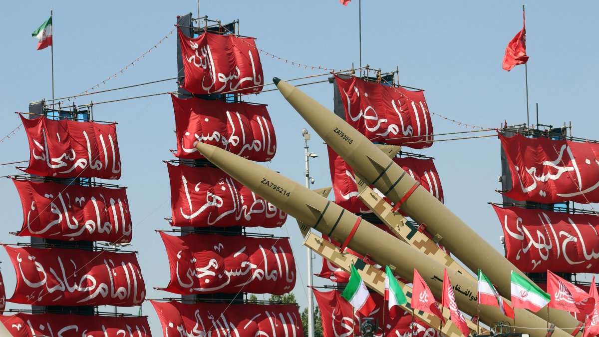 Iranian "Zolfaghar" missiles on display at Azadi Square, Tehran, Iran, July 30, 2026. (EPA Photo)