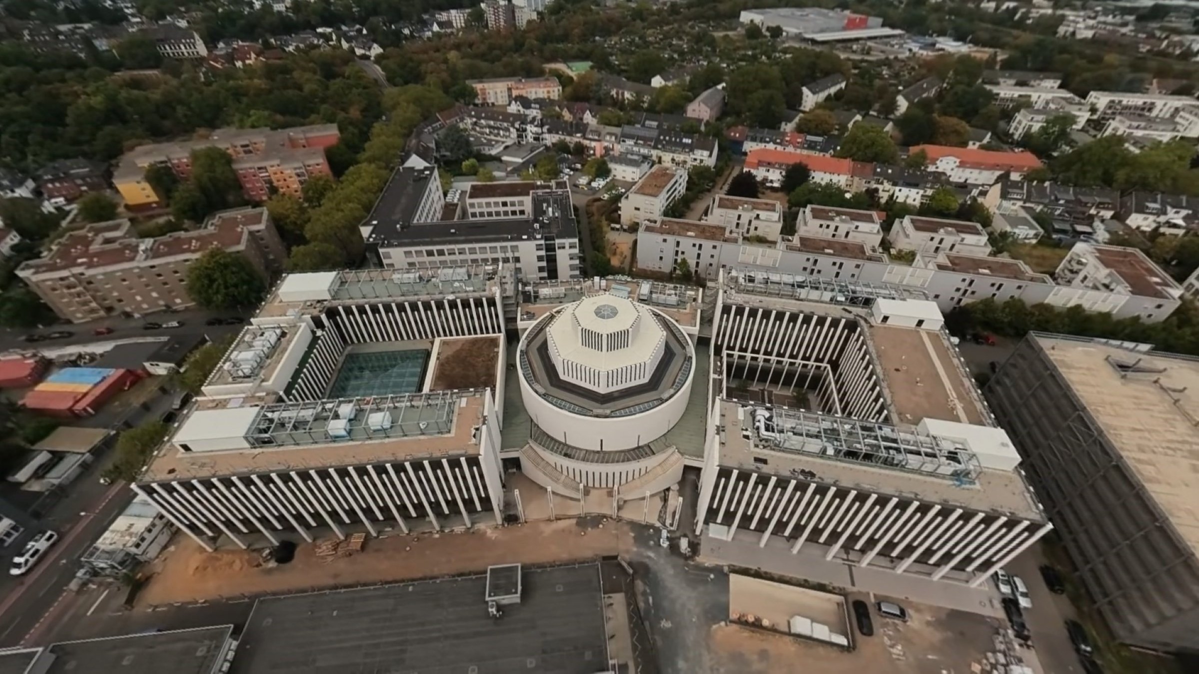 The 70 million euro headquarters under construction by the group led by jailed Alihan Kuriş, Cologne, Germany, Aug. 16, 2026. (IHA Photo)