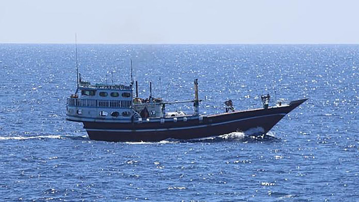 This handout photograph taken on January 29, 2024 and released by Indian Navy shows an Iranian fishing vessel after it has been freed by the Indian Navy, off the coast of Somalia in the Indian Ocean. (Indian Navy Handout via AFP, File Photo)