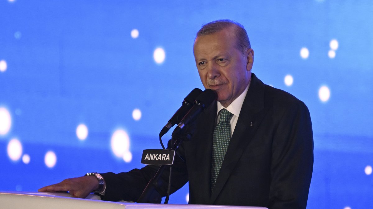 President Recep Tayyip Erdoğan speaks at the ruling AK Party's 25th anniversary celebrations in Ankara, Aug. 14, 2026. (AA File Photo)