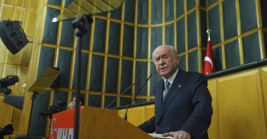 MHP leader Devlet Bahçeli speaks at the parliamentary group meeting of his party, Ankara, Türkiye, May 5, 2026. (AA Photo)