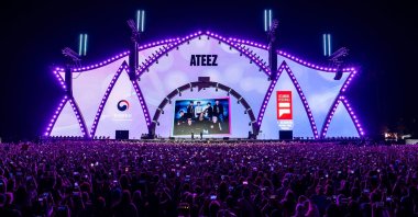 The South Korean boy band ATEEZ takes the stage at the Istanbul Festival, Istanbul, Türkiye, Aug. 15, 2026. (AA Photo)