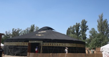 A general view of the Attila Tent at the Great Hun-Turk Gathering, Bugac, Hungary, Aug. 16, 2026. (AA Photo)