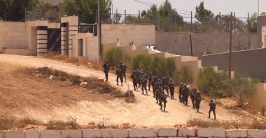 Israeli troops arrive during a military raid in the town of Qusra, south of Nablus, West Bank, Aug. 16, 2026. (EPA Photo)