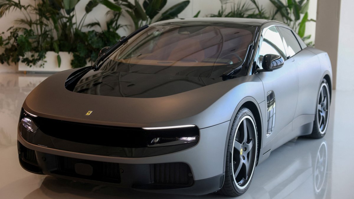 The Ferrari Luce electric car is displayed in Maranello, Italy, July 27, 2026. (Reuters Photo)