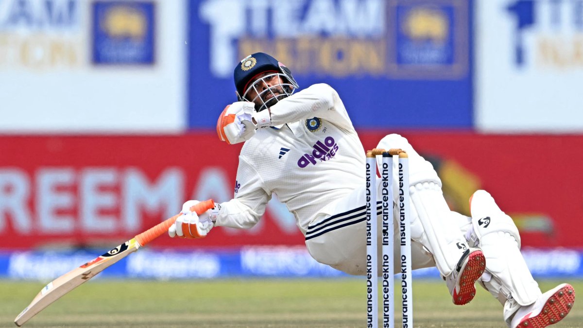 India's Rishabh Pant plays a shot during the fourth day of the first Test cricket match between Sri Lanka and India at the Galle International Stadium, Galle, Sri Lanka, Aug. 18, 2026. (AFP Photo)