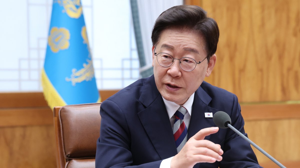 President Lee Jae Myung attends a meeting in Seoul, South Korea, Aug. 14, 2026. (EPA Photo)