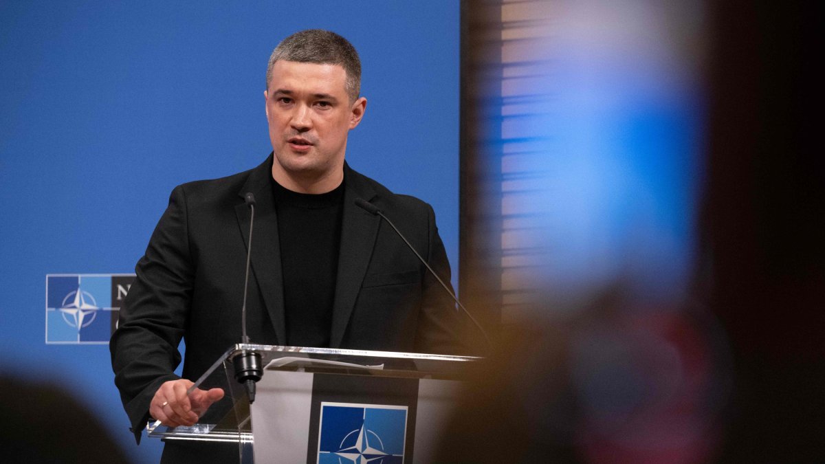 Ukraine's Defense Minister Mykhailo Fedorov speaks during a press conference after a meeting of the Ukraine Defence Contact Group during a NATO Defence Ministers meeting at the NATO headquarters, in Brussels, June 18, 2026. (AFP File Photo)