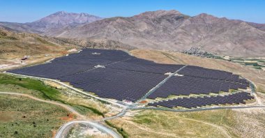 An aerial view of solar panels installed in Van, eastern Türkiye, July 27, 2026. (AA Photo)