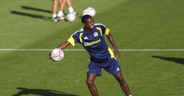 Fenerbahçe's Anthony Musaba takes part in training at Can Bartu Facilities as the team completes preparations for the UEFA Champions League second qualifying round first-leg match against Polish side Gornik Zabrze, Istanbul, Türkiye, July 20, 2026. (AA Photo)
