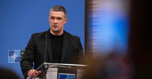 Ukraine's Defense Minister Mykhailo Fedorov speaks during a press conference after a meeting of the Ukraine Defence Contact Group during a NATO Defence Ministers meeting at the NATO headquarters, in Brussels, June 18, 2026. (AFP File Photo)