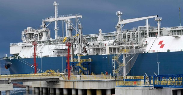 This photograph shows the new floating terminal for liquefied gas in the town of Omisalj on the island of Krk, Croatia, April 25, 2023. (AFP Photo)