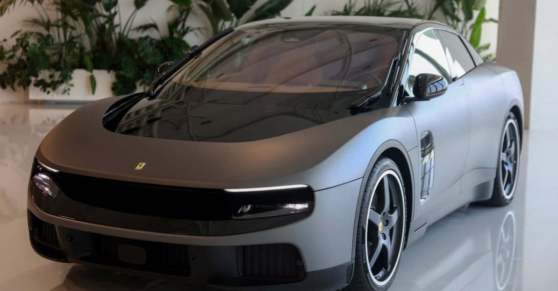 The Ferrari Luce electric car is displayed in Maranello, Italy, July 27, 2026. (Reuters Photo)